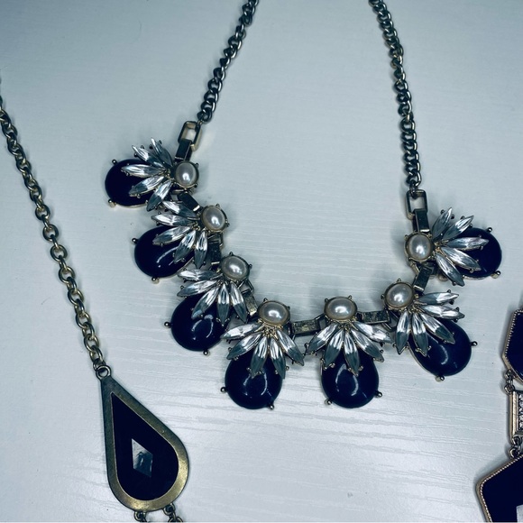 Charming Charlie Women's Gold, Purple & Blue Statement Necklace Trio Set Jewelry - Picture 3 of 12